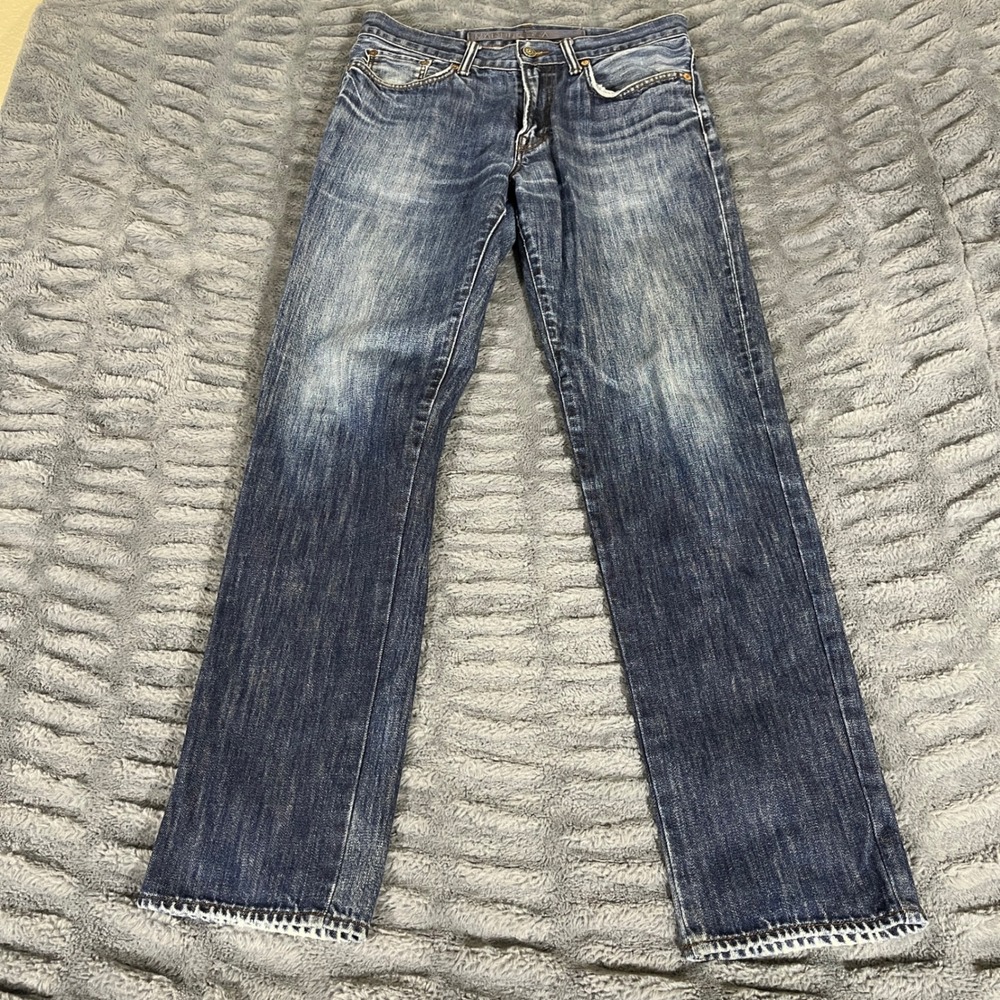 Martin + Osa Mens Thirty-Two Straight Leg Dark Wash Blue Denim Jeans 30x32